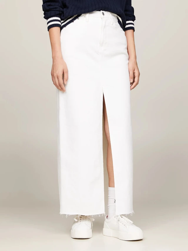 Tommy Hilfiger Claire Hgh Maxi Skirt Γυναικεία Φούστα Maxi Τζιν Λευκή