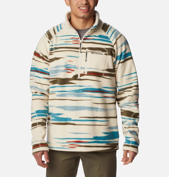 Columbia Fast Trek™ Printed Half Zip Ανδρικο Fleece Εκρου