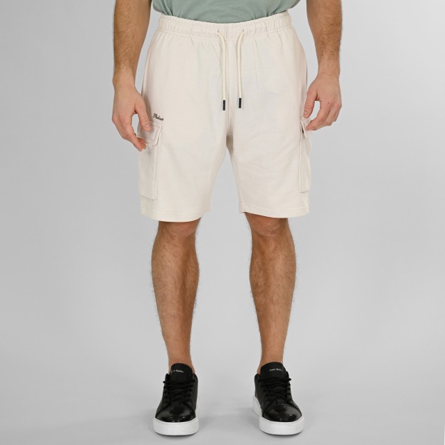 REBASE Ανδρική Bερμουδα Φουτερ Με Cargo Τσεπες Εκρου