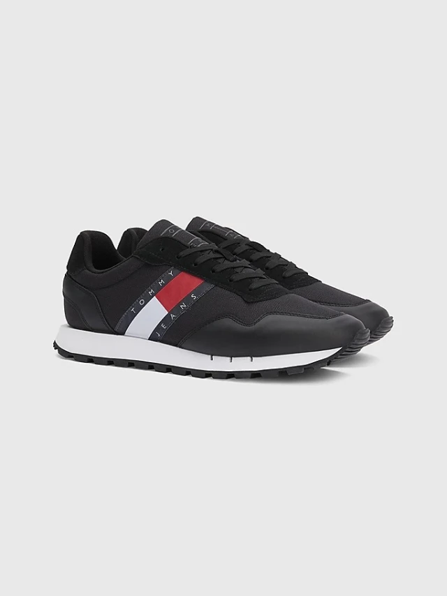 Tommy Hilfiger Retro Leather Tjm Runner Ανδρικα Sneakers Μαυρα