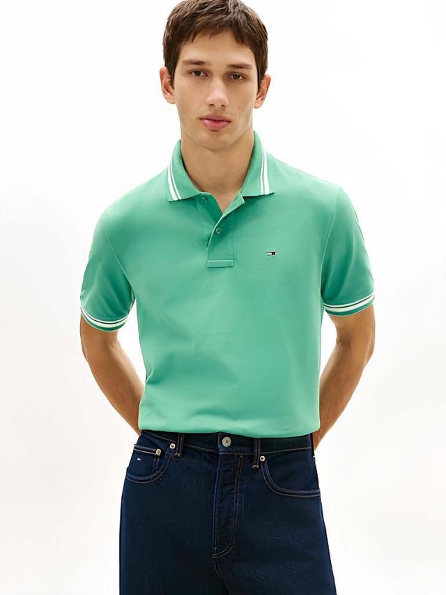 Tommy Hilfiger Tjm Reg Tipped Polo Ext Ανδρική Μπλούζα Polo Πράσινη