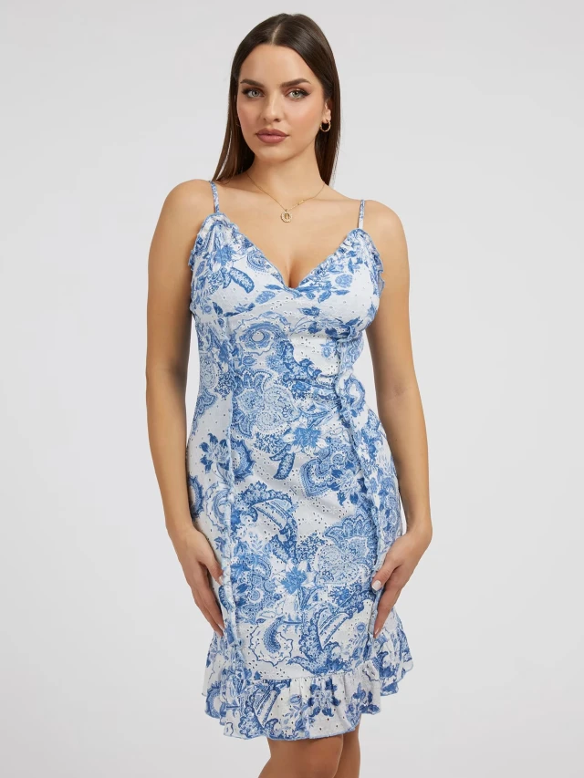 Guess Straps Amal Mini Dress Γυναικείο Φόρεμα Μπλε