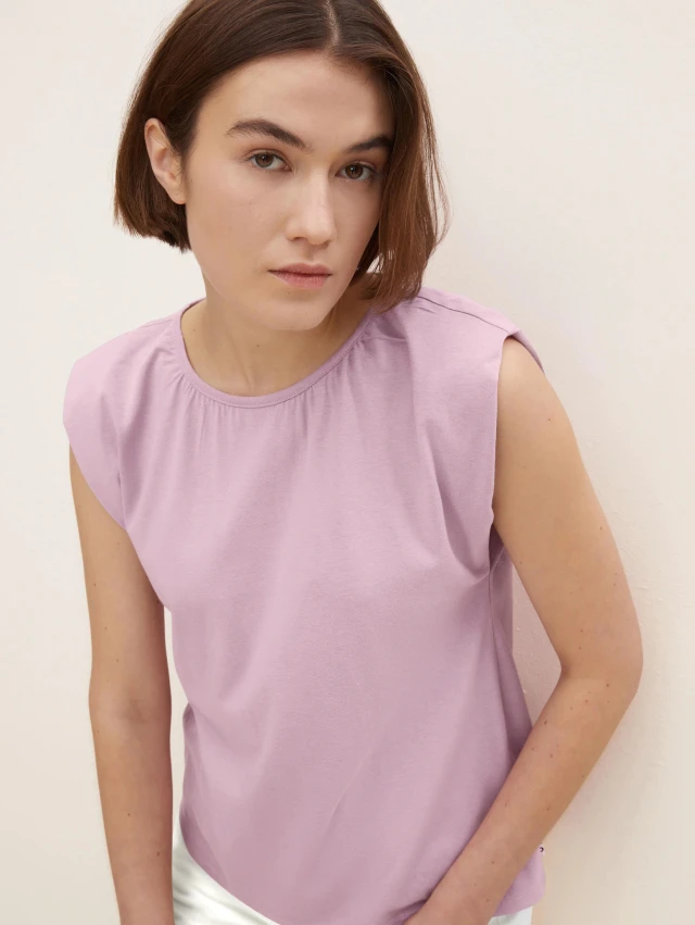 Tom Tailor 203 Tee With Shoulder Detai Γυναικεια Μπλουζα Μωβ