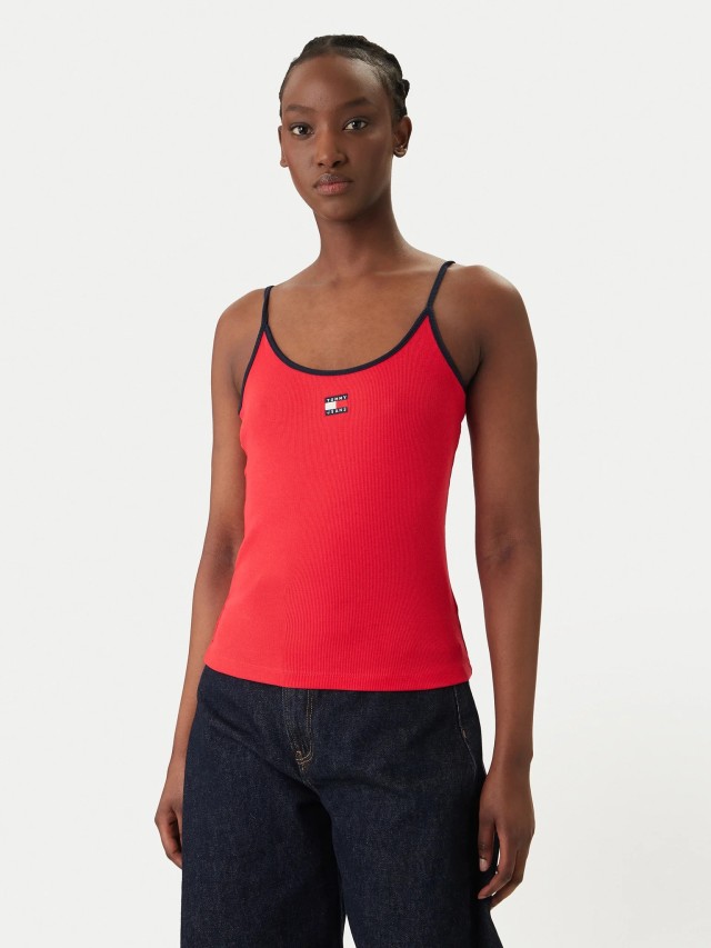 Tommy Hilfiger Tjw Slim Badge Strappy Top Γυναικεία Μπλούζα Κόκκινη