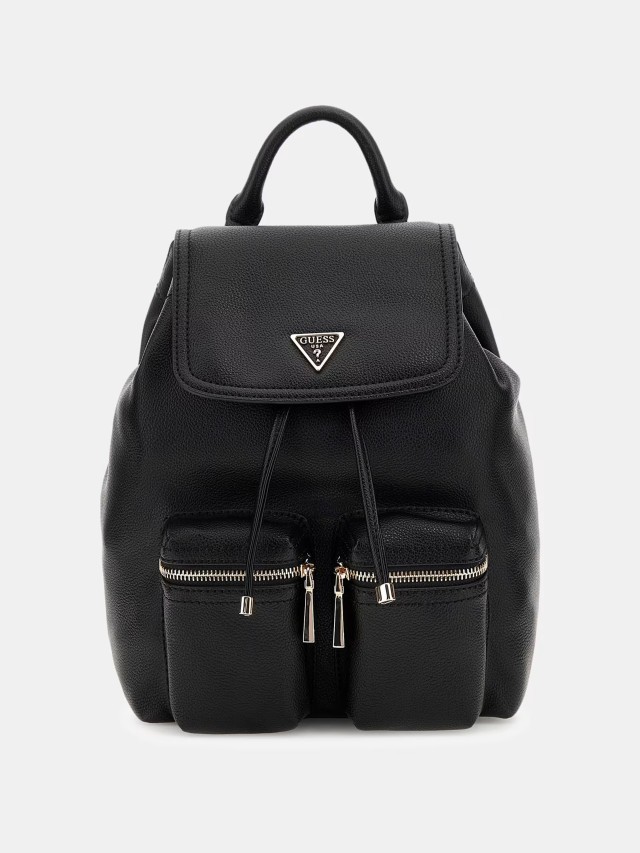 Guess Manhattan Ii Flap Backpack Γυναικεία Τσάντα Backpack Μαύρη