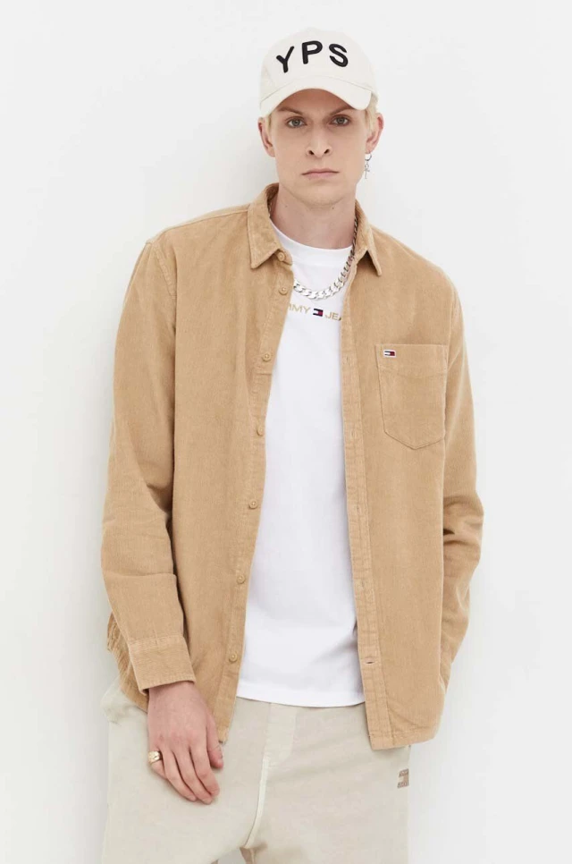 Tommy Hilfiger Tjm Rlx Corduroy Shirt Ανδρικό Πουκάμισο Κοτλε Μπεζ