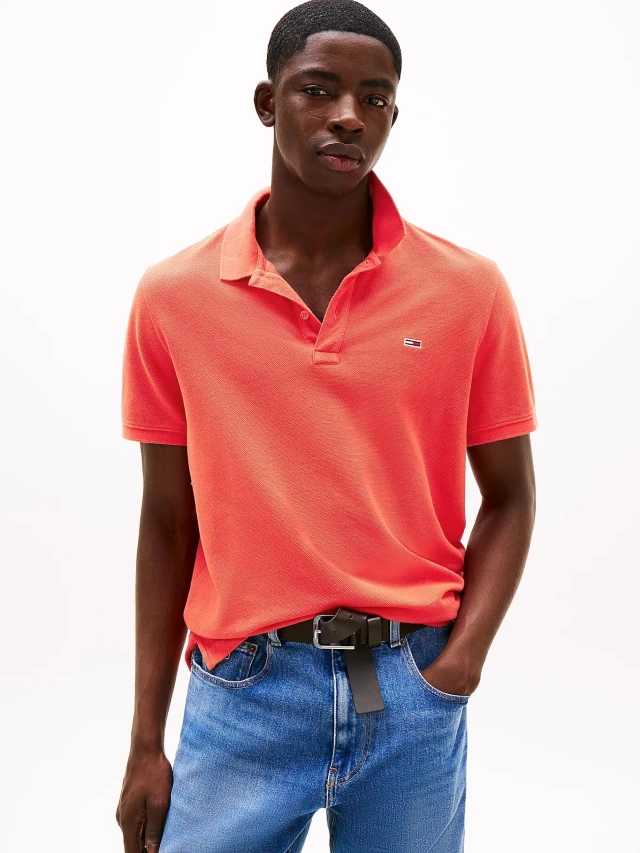Tommy Hilfiger Tjm Slim Essential Gd Polo Ss Ανδρική Μπλούζα Polo Κόκκινη