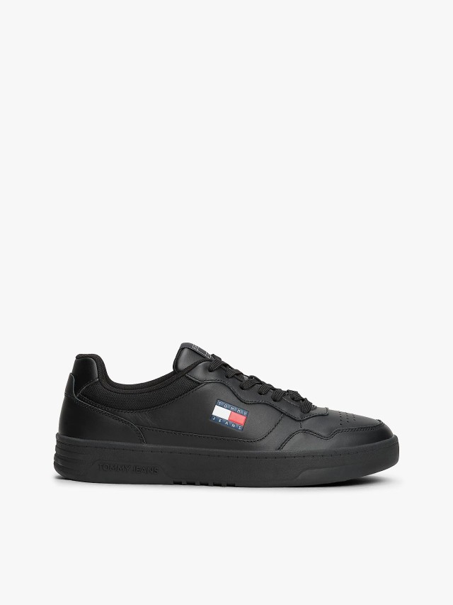 Tommy Hilfiger Tjm Cupsole Leather Ess Ανδρικά Sneakers Μαύρα