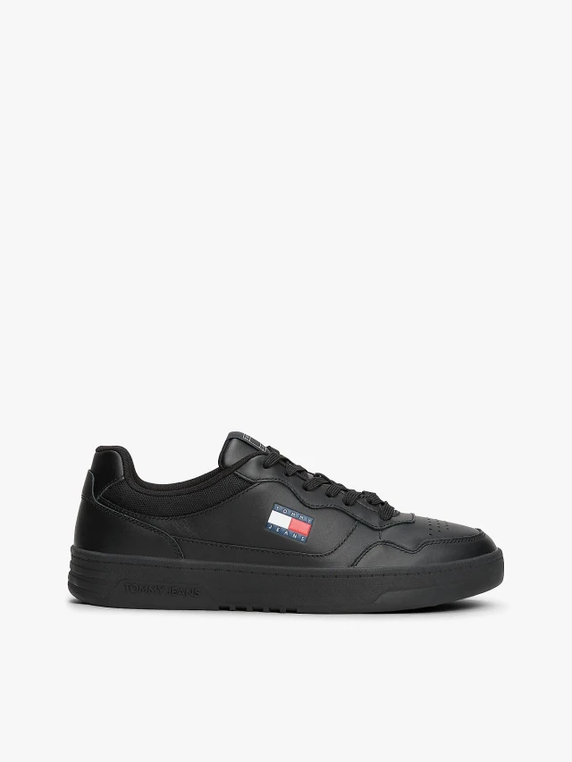 Tommy Hilfiger Tjm Cupsole Leather Ess Ανδρικά Sneakers Μαύρα