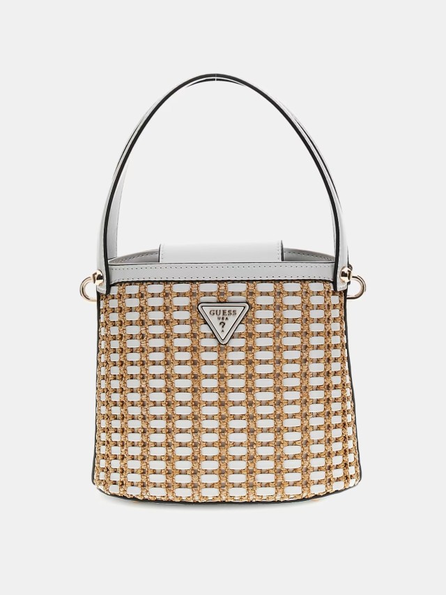 Guess Atalia Crossbody Bucket Γυναικεία Τσάντα Λευκή