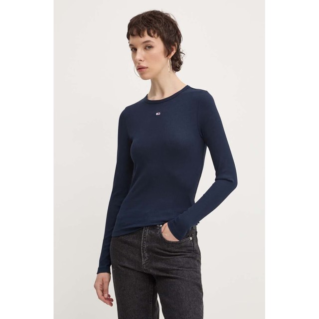 Tommy Hilfiger Tjw Slim Essential Rib Ls Γυναικεία Μπλούζα Μπλε