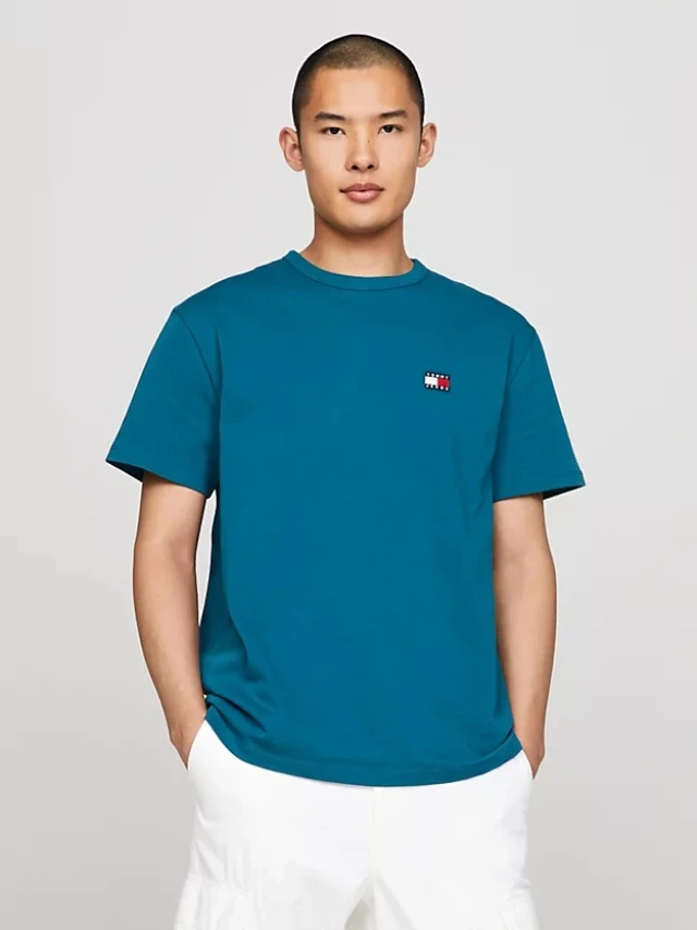 Tommy Hilfiger Tjm Reg Badge Tee Ext Ανδρική Μπλούζα Πετρολ