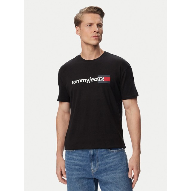 Tommy Hilfiger Tjm Reg Entry Dna Ss Tee Ανδρική Μπλούζα Μαύρη
