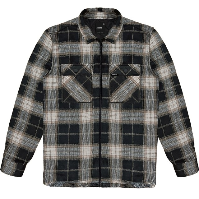 Rebase Heavy Flannel Padded Shirt With Zipper  Ανδρικο Πουκαμισο Μαυρο-Μπεζ