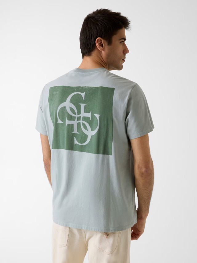 Guess Ss Bsc Quattro G Mist Tee Ανδρική Μπλούζα Μεντα