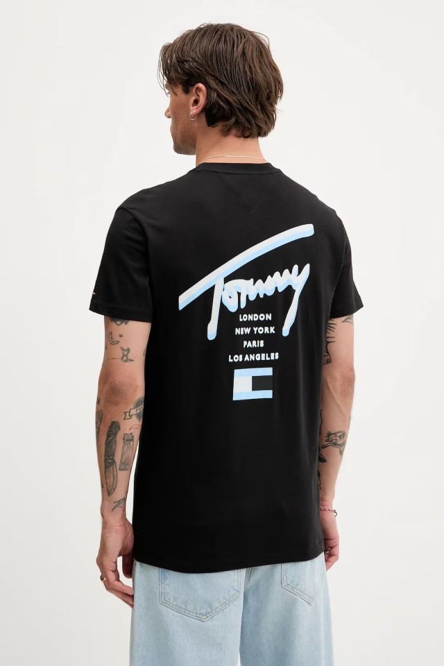 Tommy Hilfiger Tjm Reg Signature City Tee Ανδρική Μπλούζα Μαύρη