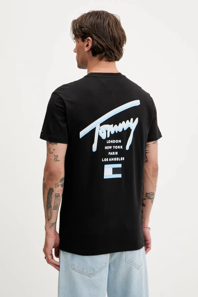 Tommy Hilfiger Tjm Reg Signature City Tee Ανδρική Μπλούζα Μαύρη