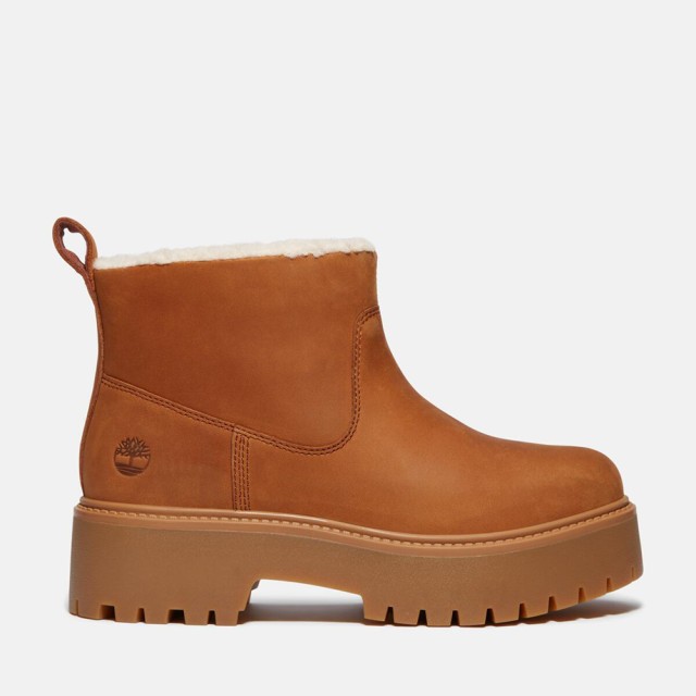 Timberland Stone Street Mid Warm Lined Boot Rust Nubuck Γυναικεία Δερμάτινα Μποτάκια Καφέ