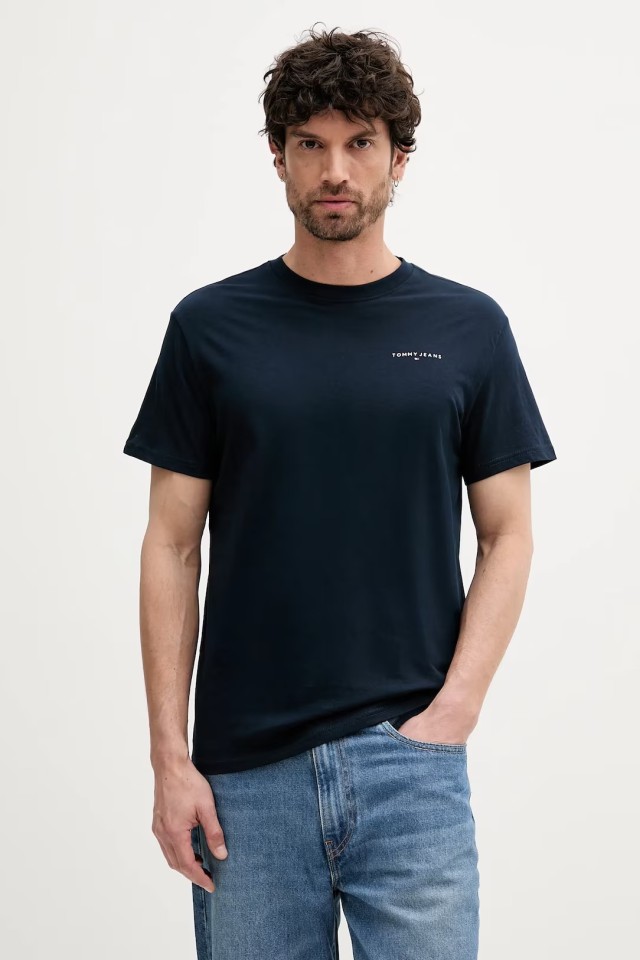 Tommy Hilfiger Tjm Slim Linear Chest Tee Ext Ανδρική Μπλούζα Μπλε