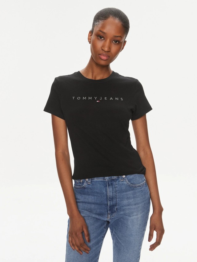 Tommy Hilfiger Tjw Slim Tonal Linear Tee Γυναικεία Μπλούζα Μαύρη