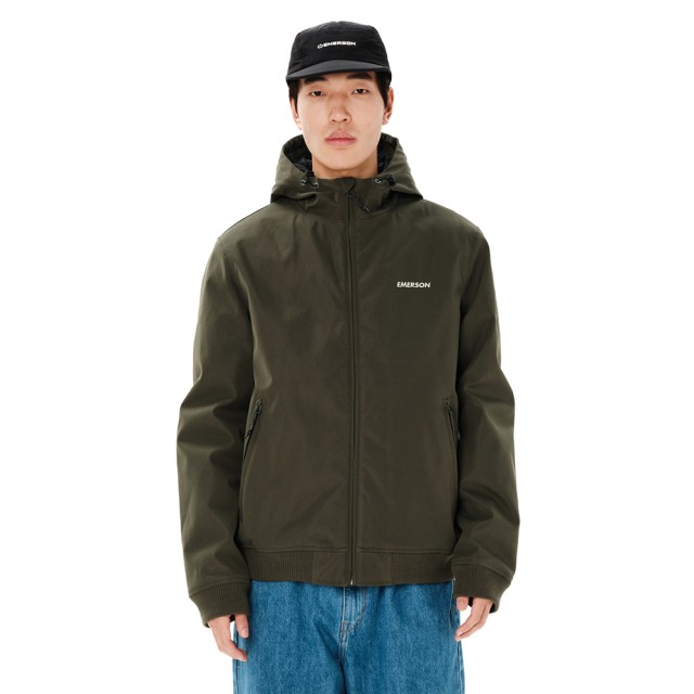 Emerson Mens Hooded Bomber Jacket Ανδρικό Μπουφάν Λαδί