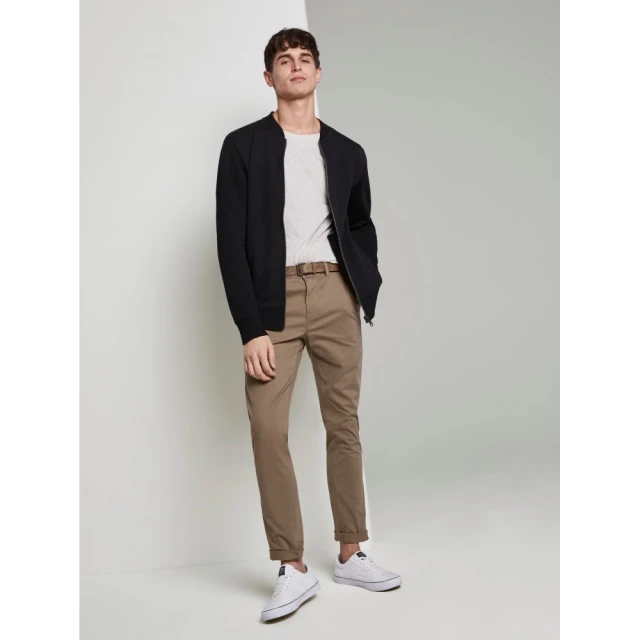 Tom Tailor 204 1St Pre 101 Slim Chino With Belt Ανδρικο Παντελονι Chino Πουρου