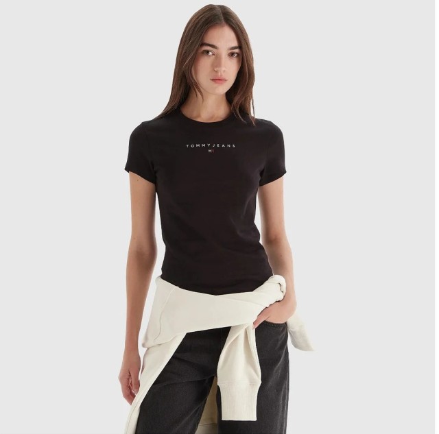 Tommy Hilfiger Tjw Slim Bling Linear Tee Ext Γυναικεία Μπλούζα Μαύρη