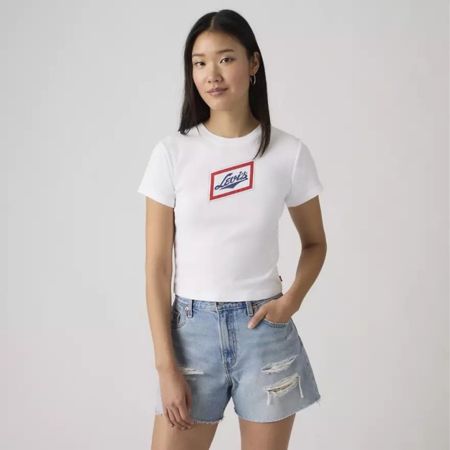 Levis GR ESSENTIAL SPORTY TEE WHITES Γυναικεια Μπλουζα Λευκο