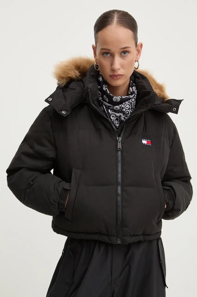 Tommy Hilfiger Tjw Crp Alaska Faux Fur Hood Γυναικείο Μπουφάν Μαύρο