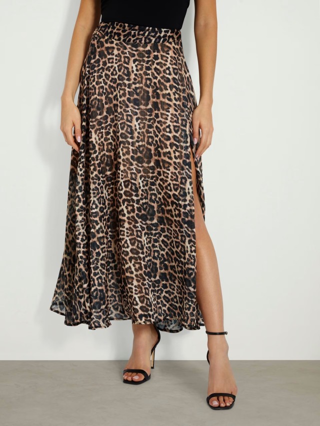 Guess New Romana Skirt Γυναικεία Φούστα Leopard