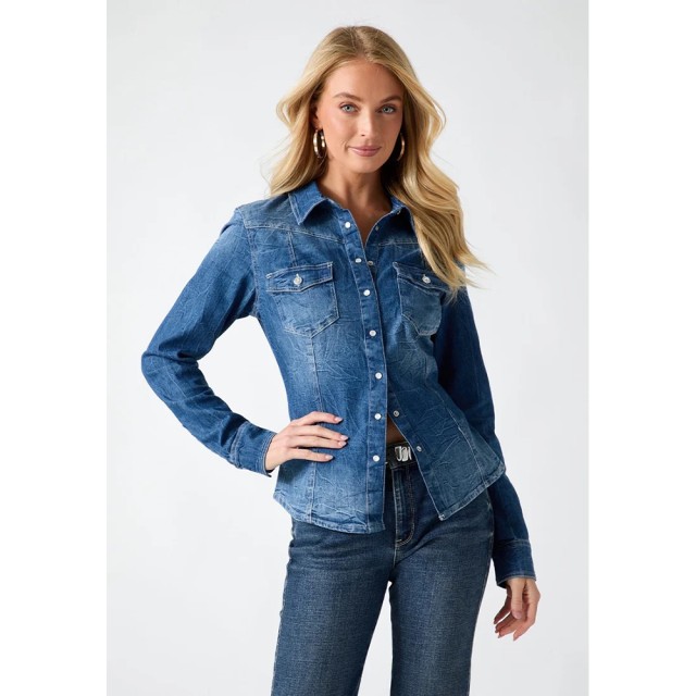 Guess Velvet Shirt Γυναικείο Βελούδινο Πουκάμισο Τζιν
