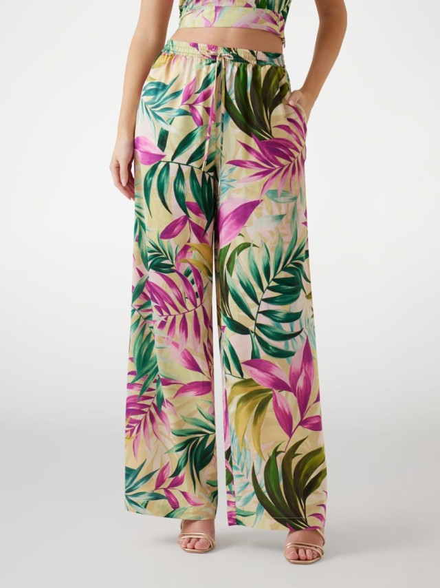 Guess Ines Wide Leg Jogger Γυναικειο Παντελόνι Multi
