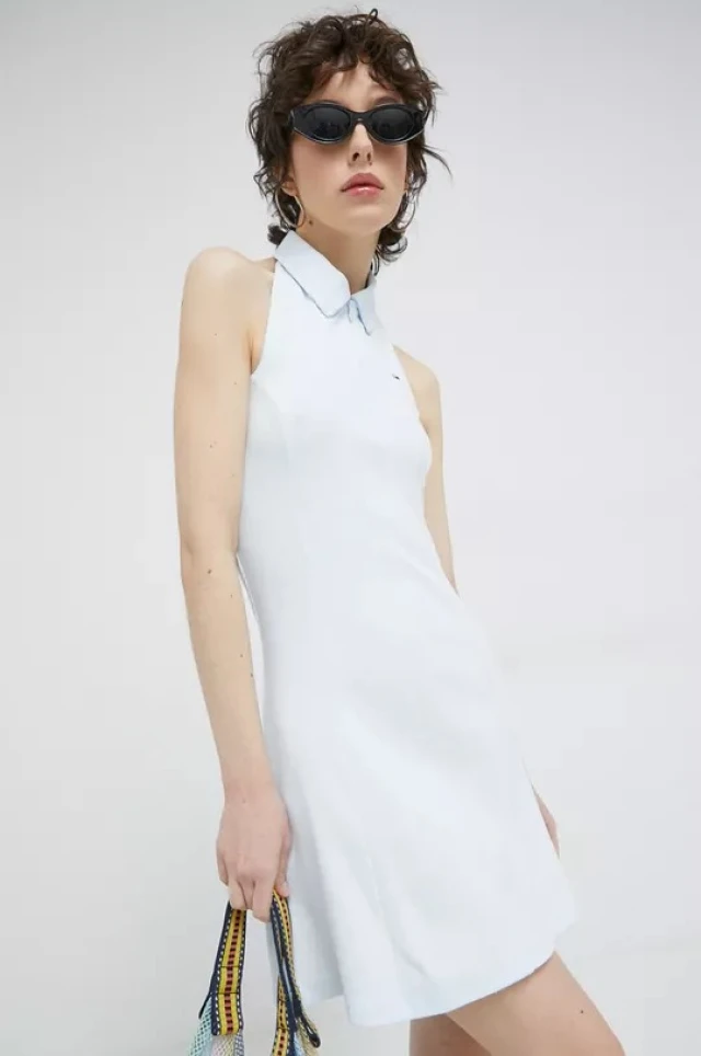 Tommy Hilfiger Tjw Zip Thru Polo Dress Γυναικείο Polo Φόρεμα Σιελ