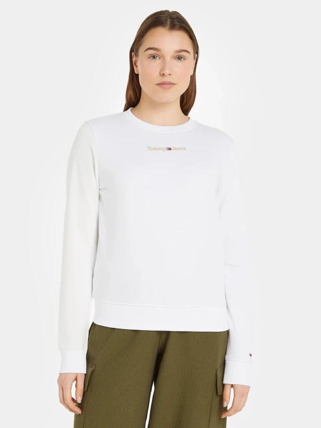 Tommy Hilfiger TJW REG GOLD LINEAR CREW Γυναικείο Φουτερ Λευκο