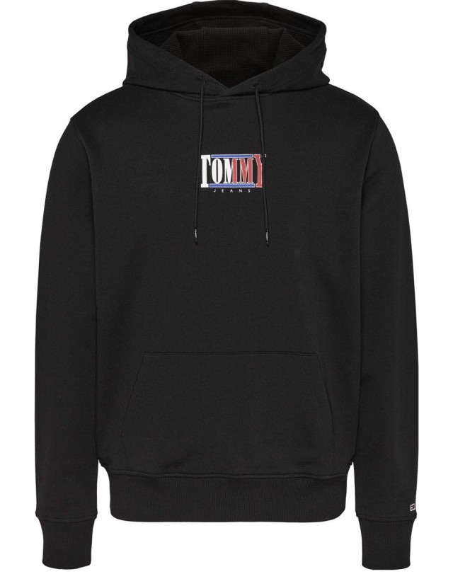 Tommy Hilfiger Tjm Reg Essential Graphic Hoodie Ανδρικο Φουτερ Μαυρο