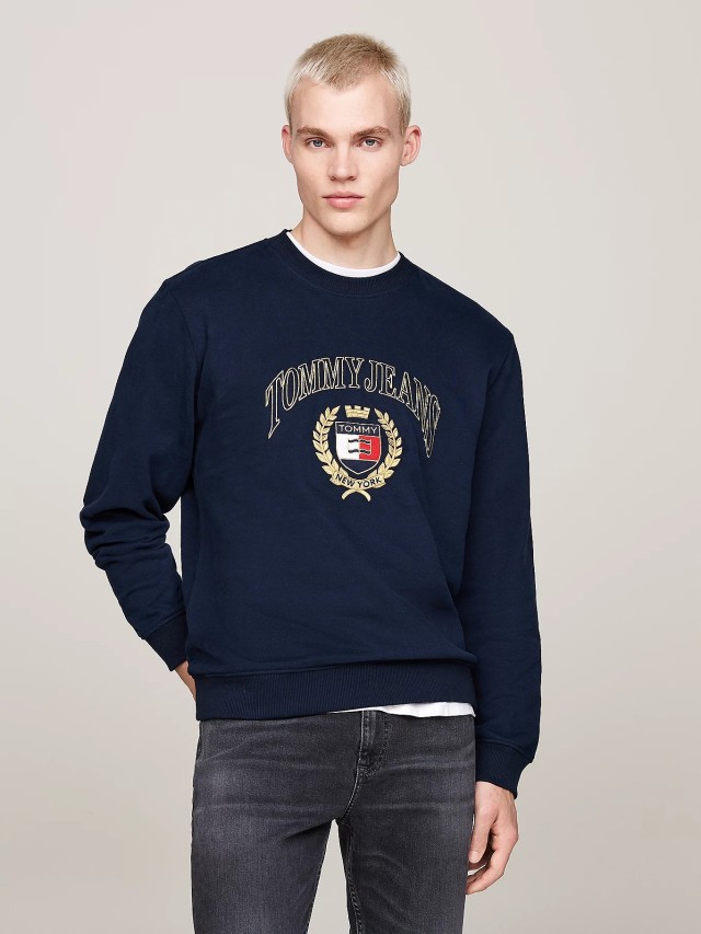 Tommy Hilfiger Tjm Reg Tj Prep Crest Crew Ανδρικό Φούτερ Μπλε