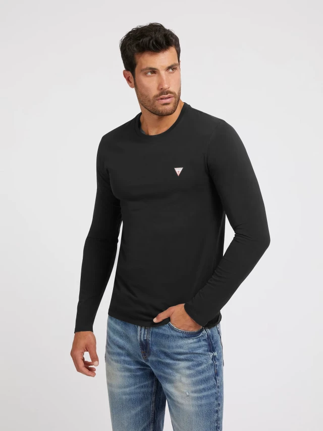 Guess Cn Ls Core Tee Ανδρική Μπλούζα Μαύρη