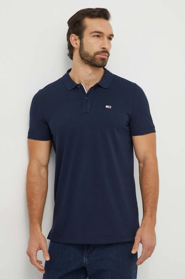 Tommy Hilfiger Tjm Slim Placket Polo Ext Ανδρική Μπλούζα Polo Μπλε