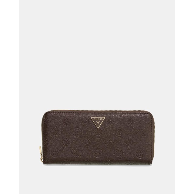 Guess Blake Slg Large Zip Around Γυναικείο Πορτοφόλι Καφέ