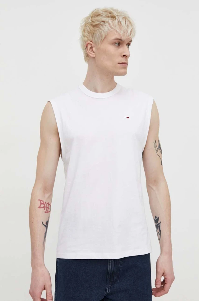 Tommy Hilfiger Tjm Reg Tank Top Ανδρική Μπλούζα Λευκή