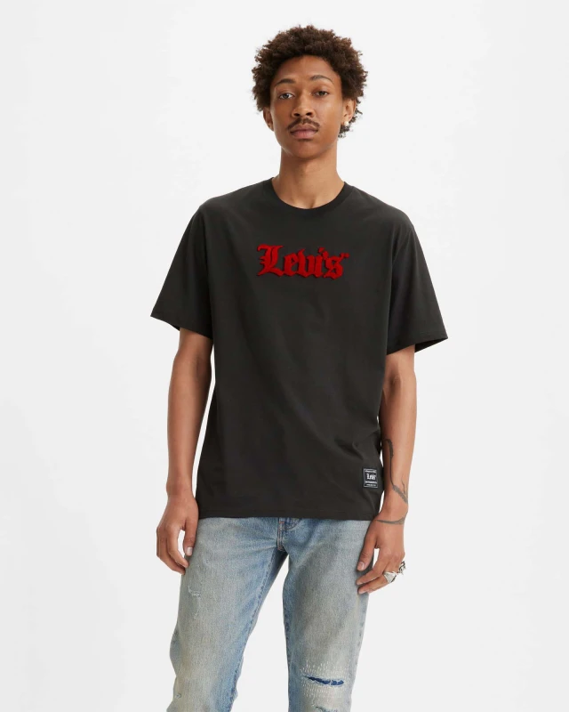 Levis Ss Relaxed Fit Tee Olde English Caviar G Ανδρική Μπλούζα Μαύρο