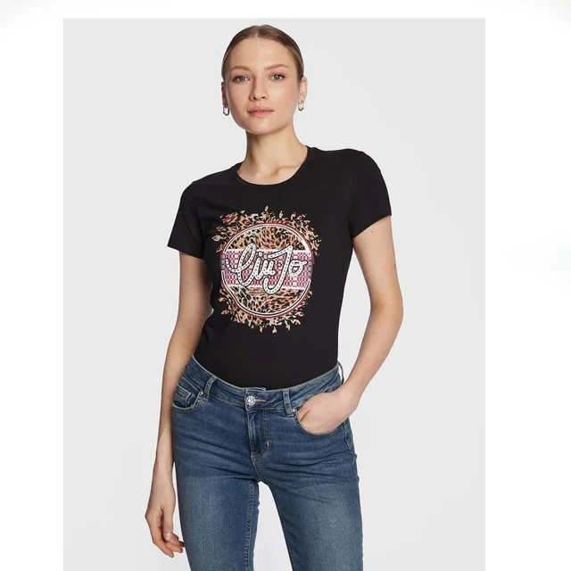 Liu Jo White  Wa3j08 Ecs T-Shirt Moda M/C Γυναικεία Μπλούζα Μαύρη
