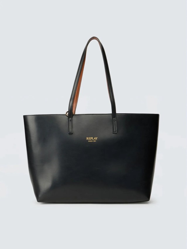 Replay Γυναικεία Τσάντα Μαύρη-Καφέ Διπλης Οψης