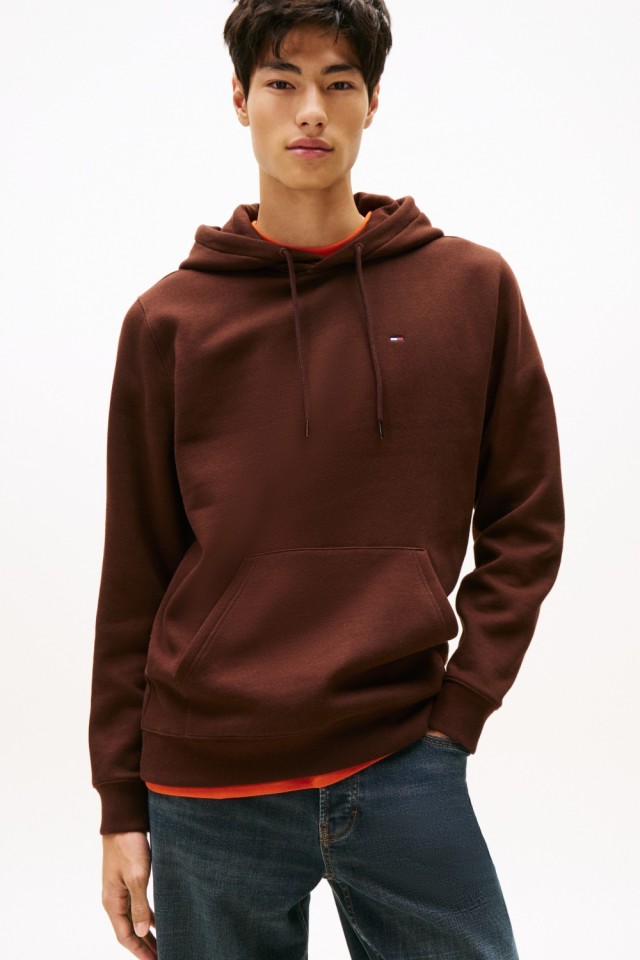 Tommy Hilfiger Tjm Reg S Flag Hoodie Ανδρικό Φούτερ Καφέ