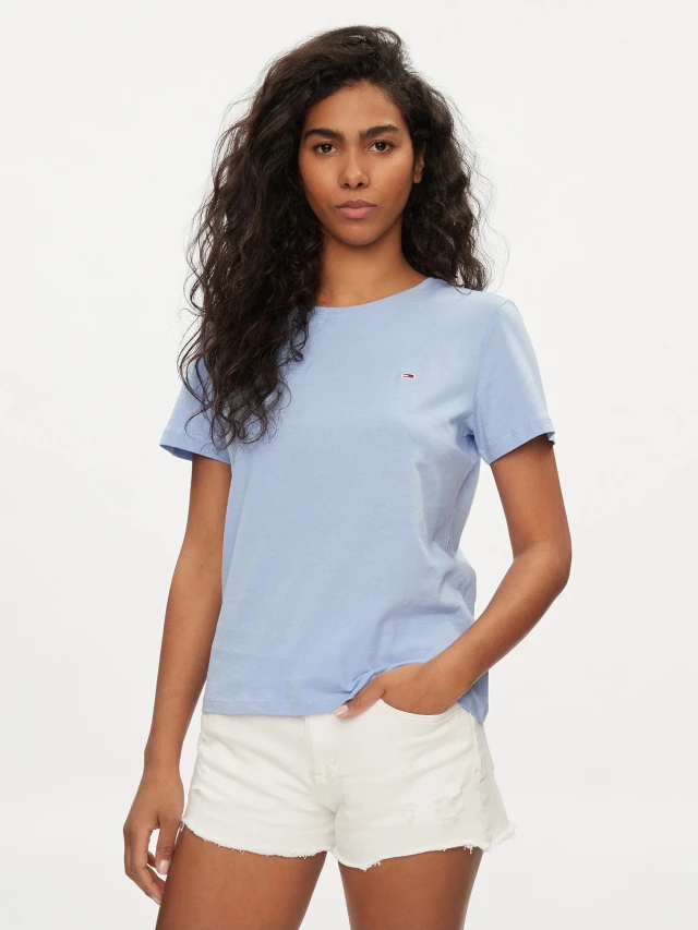 Tommy Hilfiger Tjw Soft Jersey Tee Γυναικεια Μπλουζα Σιελ