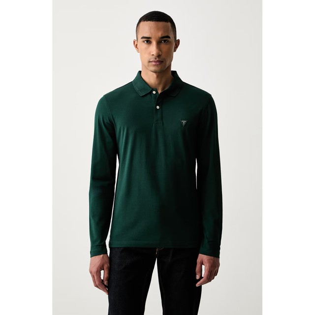 Guess Ls Basic Jersey Polo Ανδρική Μπλούζα Polo Κυπαρισι