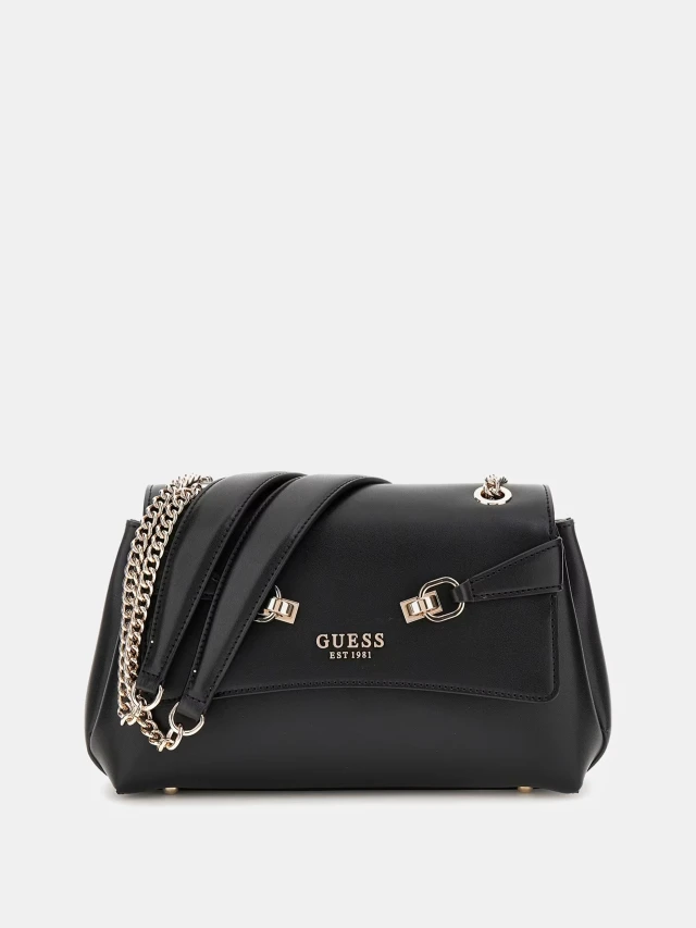 Guess Lorelei Convertible Xbody Flap Γυναικεία Τσάντα Μαύρη