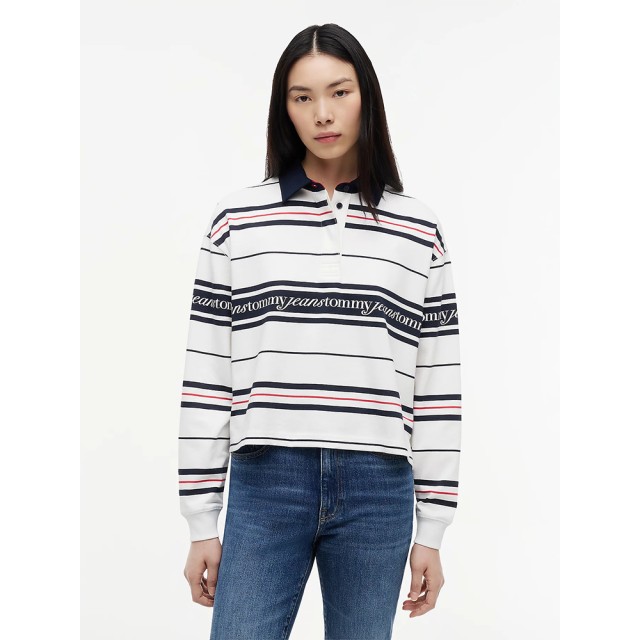 Tommy Hilfiger Tjw Rlx Script Rugby Γυναικείο Φούτερ Εκρού