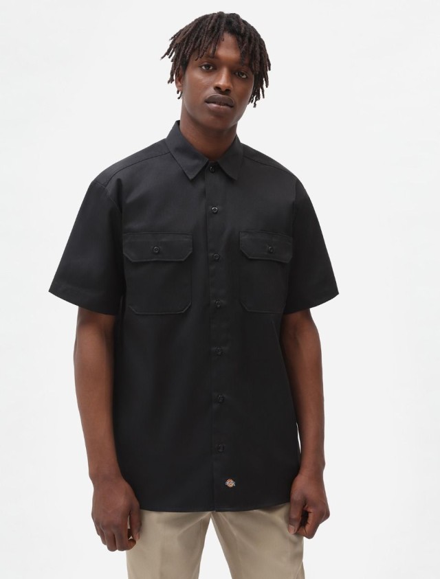 Dickies Work Shirt Ss Rec Black Ανδρικο Πουκαμισο Κοντομάνικο Μαυρο