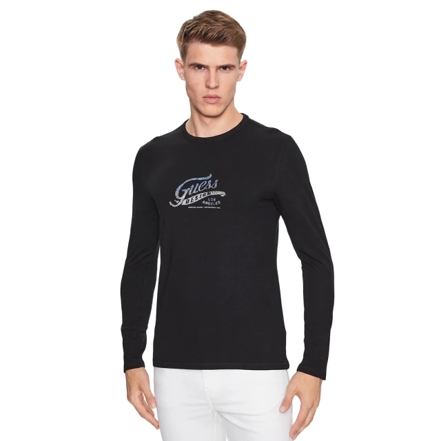 Guess Ls Cn Guess Dotted Tee Ανδρική Μπλούζα Μαύρο